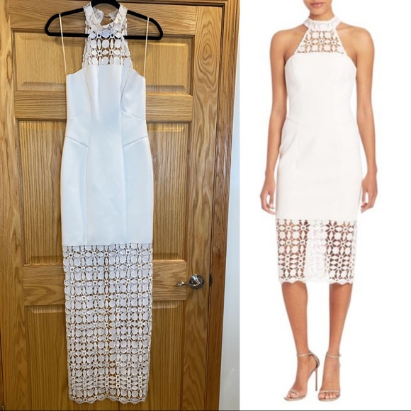 NICHOLAS Dresses & Skirts - NICHOLAS
White Mosaic Lace Halter Cocktail Dress